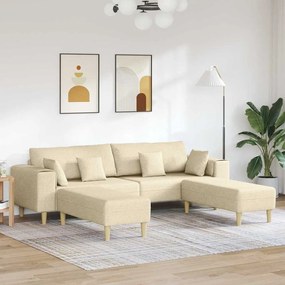 vidaXL Υφασμάτινος καναπές με μαξιλάρι 3 pcs Κρεμ 208 εκ. ύφασμα