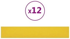 vidaXL Πάνελ Τοίχου 12 τεμ. Ανοιχτό Κίτρινα 90x15εκ. 1,62μ² Υφασμάτινα