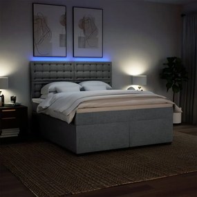 Κρεβάτι Boxspring με Στρώμα Ανοιχτό Γκρι 180x200 εκ. Υφασμάτινο - Γκρι