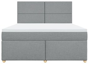 vidaXL Κρεβάτι Boxspring με Στρώμα Ανοιχτό Γκρι 180x200 εκ. Υφασμάτινο