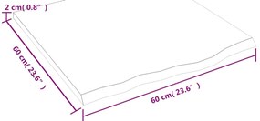 vidaXL Επιφάνεια Τραπεζιού 60x60x2 εκ. Ακατέργαστο Μασίφ Ξύλο Δρυός