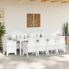 vidaXL Σέτ φαγητού για κήπο 11 pcs Λευκό Rattan Polt