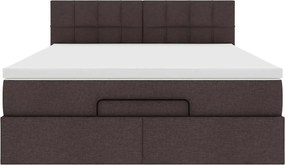 vidaXL Οθωμανικό κρεβάτι με στρώμα Σκούρο καφέ 140x200cm ύφασμα