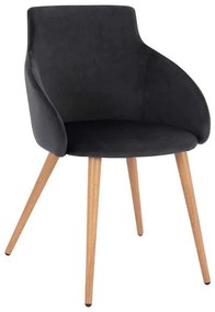 Πολυθρόνα Ivy HM8546.04 53x55x79cm Black Σετ 2τμχ Velvet, Metal