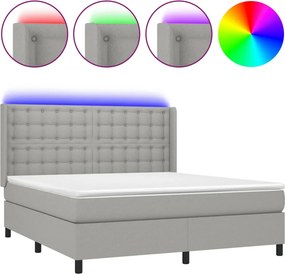 vidaXL LED Κρεβάτι με βάθρο με κεφαλάρι ύφασμα