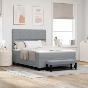 vidaXL Κρεβάτι Box Spring με Στρώμα & Μπάγκο Ανοιχτό Γκρι 160x200 εκ. Ύφασμα