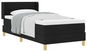 vidaXL Κρεβάτι με ελατήρια Μαύρο και Λευκό 90 x 200 cm ύφασμα