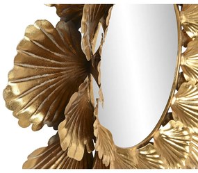 Τοίχο καθρέφτη Home ESPRIT Χρυσό Φύλλο φυτού 76,5 x 8 x 76,5 cm