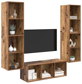 vidaXL Σετ Τηλεοπτικού Κάδου 3 pcs Παλαιό ξύλο 37 x 37 x 142.5 εκ