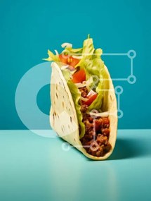 Σετ των 2 Intra Συλλεκτικό Ξύλινο Παζλ Plywood  4mm - Taco με φρέσκα υλικά σε τιρκουάζ φόντο Σε Ξύλινο Κουτί - Διαστάσεις: 10x10 cm – 25 κομμάτια