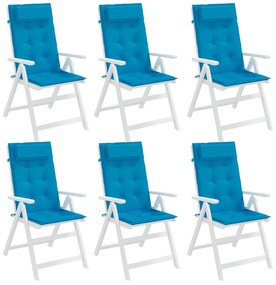 Μαξιλάρια Καρέκλας με Πλάτη 6 τεμ. Γαλάζια από Ύφασμα Oxford - Μπλε