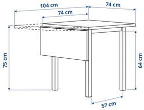 NORDVIKEN/SKOGSBO τραπέζι και 2 καρέκλες, 74/104 cm 495.281.99