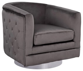 Armchair from velvet  in Grey color with silver base 80x80x76 cm