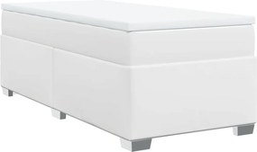 vidaXL Κρεβάτι Boxspring με Στρώμα Λευκό 90x200εκ. από Συνθετικό Δέρμα