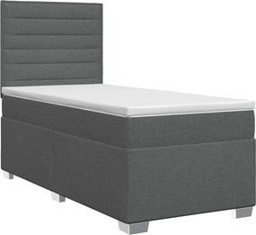 vidaXL Κρεβάτι box spring με στρώμα Σκούρο Γκρι 100 x 200 cm Ύφασμα