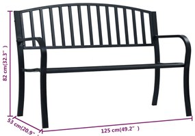 vidaXL Παγκάκι Κήπου Μαύρο 125 εκ. Ατσάλινο