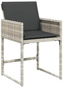 vidaXL Σέτ φαγητού για κήπο με μαξιλάρι 5 pcs Ανοιχτό γκρι Πολυ ράταν