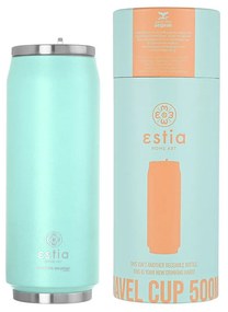 Estia 01-9786 Save The Aegean Ποτήρι Θερμός Ανοξείδωτο BPA Free 500ml με Καλαμάκι, Bermuda Green