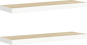 vidaXL Ράφια Τοίχου 2 τεμ. Δρυς/Λευκό 80x23,5x3,8 εκ. MDF