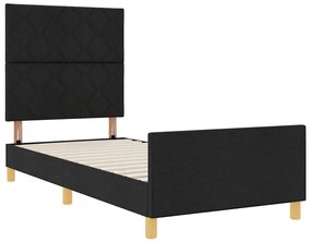 vidaXL Σκελετός Κρεβατιού με κεφαλάρι Μαύρο 100 x 200 cm ύφασμα