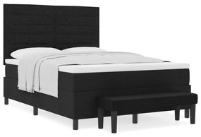 vidaXL Κρεβάτι με Στρώμα & Πάγκο Μαύρο 140x200 εκ. Υφασμάτινο