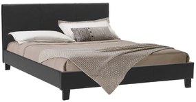 Κρεβάτι Nevil pakoworld 150x200 PU χρώμα μαύρο ματ