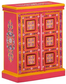 Ψηλός Μπουφές με Χειροποίητες Λεπτομέρειες Ροζ από Ξύλο Μάνγκο