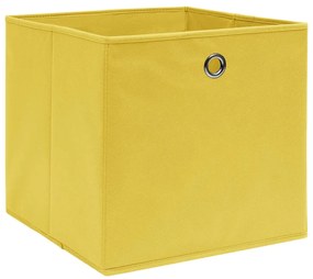 vidaXL Κουτιά Αποθήκευσης 4 τεμ. Κίτρινα 32 x 32 x 32 εκ. Υφασμάτινα