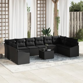 vidaXL 11 τεμαχίων Σετ Τραπεζαρίας Κήπου με Μαξιλάρια Μπεζ Πολυ Ρατάν