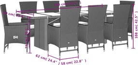 vidaXL Σετ Τραπεζαρίας Κήπου 9 τεμ. Μπεζ Συνθετικό Ρατάν με Μαξιλάρια