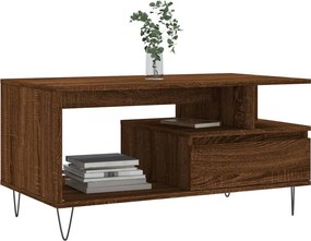 vidaXL Τραπεζάκι Σαλονιού Καφέ Δρυς 90x49x45 εκ. Επεξεργασμ. Ξύλο