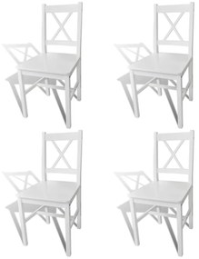 Καρέκλες Τραπεζαρίας 4 τεμ. Λευκές από Ξύλο Πεύκου