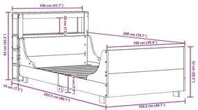 Σκελετός Κρεβ. Χωρίς Στρώμα Καφέ Κεριού 100x200 εκ Μασίφ Πεύκο - Καφέ