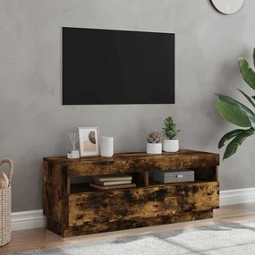 vidaXL Έπιπλο Τηλεόρασης με LED Καπνιστή Δρυς 100x35x40 εκ.