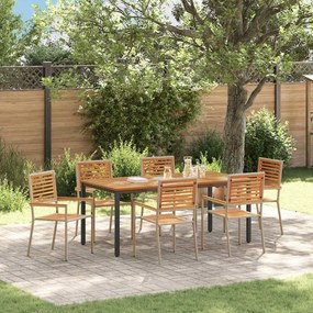 vidaXL Σέτ φαγητού για κήπο 7 pcs Μπεζ 180 x 90 x 75 cm
