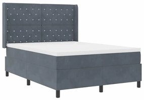 vidaXL Κρεβάτι Box Spring LED με Στρώμα Σκούρο γκρι 160 x 200 cm