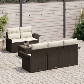 vidaXL Σετ Καναπέ Κήπου με μαξιλάρι 6 pcs Καφέ, Κρέμα 55 x 55 x 37 εκ