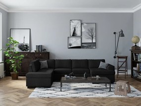 Γωνιακός Καναπές Scandinavian Choice B103, Μαύρο, 266x201x82cm, Πόδια: Ξύλο | Epipla1.gr