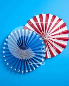 Intra Συλλεκτικό Ξύλινο Παζλ Plywood  4mm - Patriotic Paper Fans Σε Ξύλινο Κουτί - Διαστάσεις Puzzle: 10x10 cm – 25 κομμάτια