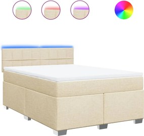 vidaXL Κρεβάτι Boxspring με Στρώμα Κρεμ 160x200 εκ. Υφασμάτινο