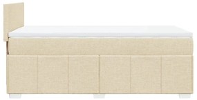 vidaXL Κρεβάτι Boxspring με Στρώμα Κρεμ 90x190 εκ.Υφασμάτινο