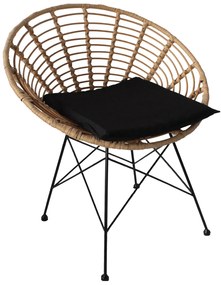 Καρέκλα Κήπου ArteLibre AELIUS Φυσικό/Μαύρο Μέταλλο/Rattan 72x62x78cm-14510021