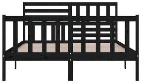 Πλαίσιο Κρεβατιού Μαύρο 150 x 200 εκ. Μασίφ Ξύλο King Size - Μαύρο