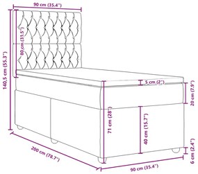 Κρεβάτι Boxspring με Στρώμα Σκούρο Γκρι 90x200 εκ. Υφασμάτινο - Γκρι