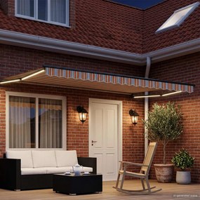 vidaXL Χειροκίνητη αναδιπλούμενη τέντα με LED 5 x 3 m