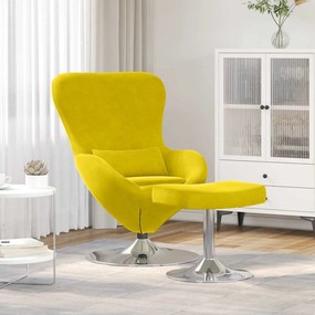 vidaXL Αυγό Καρέκλα με Σκαμνί Κίτρινο Βελούδο