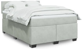 vidaXL Κρεβάτι Boxspring με Στρώμα Ανοιχτό Γκρι 140x190 εκ. Βελούδινο