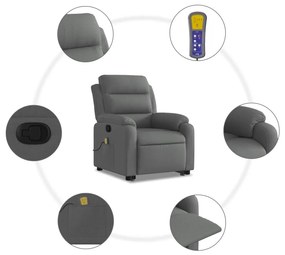 vidaXL Πολυθρόνα Μασάζ Ανακλινόμενη με Ανύψωση Σκούρο Γκρι Υφασμάτινη