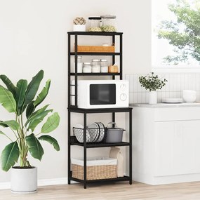 vidaXL Ράφι Κουζίνας Μαύρη Οξυά 60 x 40 x 168 εκ Επεξεργασμένο ξύλο