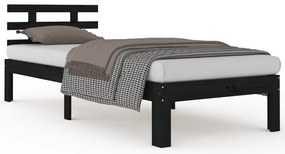 vidaXL Πλαίσιο Κρεβατιού Μαύρο 90 x 200 εκ. από Μασίφ Ξύλο